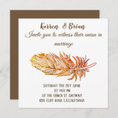 エレガントゴールデンフェザー結婚式招待状 招待状 (正面/裏面)