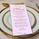エレガントゴールデンフリル薄紫パープル結婚ズ メニュー<br><div class="desc">この美しいメニューはあなたの結婚式のレセプションにいくつかのスタイルを追加する。金箔のカールとフェイク薄紫紫の華美背景に渦巻き淡い色のを施した美しいデザイン。カップルの名前と日付の宇宙があ結婚り、文字は完全にカスタマイズ可能である。クラッシースタイリッシュとグラムは、このメニューはあなたのウェディングファンシーレセプションに追加すしゃれているる。</div>