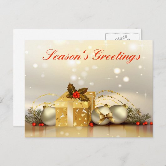 エレガントゴールデンホリデー シーズンポストカード (正面/裏面)