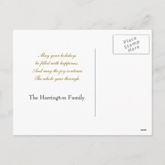 エレガントゴールデンホリデー シーズンポストカード (裏面)