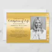 エレガントゴールデンモダンフォトお祝い 招待状 (正面)