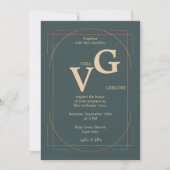 エレガントゴールデンモダンラ結婚イン 招待状 (正面)