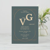 エレガントゴールデンモダンラ結婚イン 招待状 (スタンド正面)