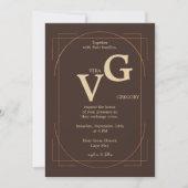 エレガントゴールデンモダンラ結婚イン 招待状 (正面)