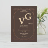 エレガントゴールデンモダンラ結婚イン 招待状 (スタンド正面)