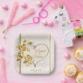 エレガントゴールデン結婚の紙プレート ペーパープレート (パーティー)