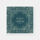 エレガントゴールデン開花結婚ズ スタンダードカクテルナプキン (正面)