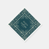 エレガントゴールデン開花結婚ズ スタンダードカクテルナプキン (角)