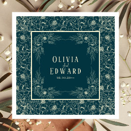 エレガントゴールデン開花結婚ズ スタンダードカクテルナプキン