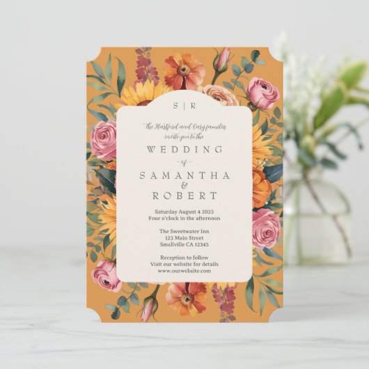 エレガントゴールデン黄秋縁ど結婚の 招待状 (スタンド正面)