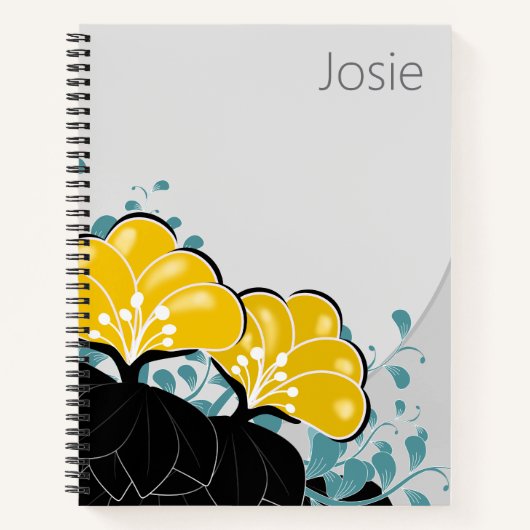 エレガントゴールデンCamellias名前の追加 ノートブック (正面)