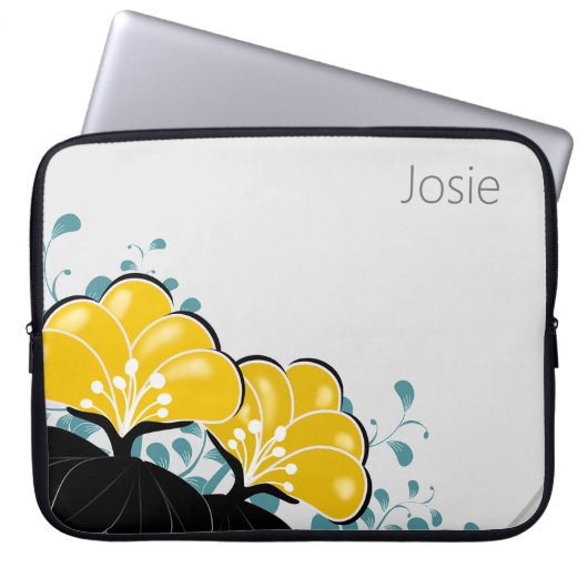 エレガントゴールデンCamellias名前の追加 ラップトップスリーブ (正面)