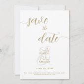 エレガントゴールドの結婚式 Save the Date セーブザデート (正面)