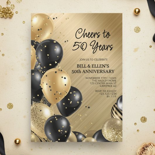 エレガントゴールドの結婚50周年記念 招待状