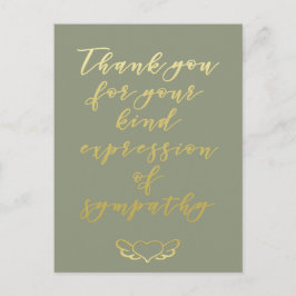 エレガントゴールドの花輪 - ご弔意に感謝 ポストカード