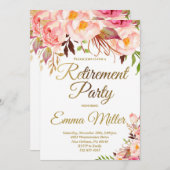 エレガントゴールドの退職パーティー 招待状 (正面/裏面)