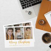 エレガントゴールドの3枚の写真コラージュ クリスマス 招待状