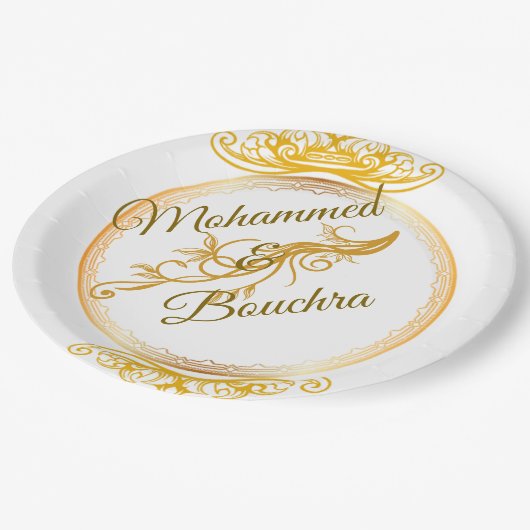 エレガントゴールドウェディングプレート ペーパープレート (アングル)