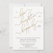 エレガントゴールドカリグラフィーフォトレハーサルディナー 招待状 (正面)