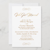 エレガントゴールドカリグラフィー ウェディングレセプション 招待状 (正面)