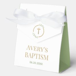 エレガントゴールドクロスウォーターカラーグリーンリースバプテスマ フェイバーボックス