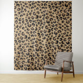 エレガントゴールドグリッター ブラックレオパードプリント タペストリー (インサイチュ)