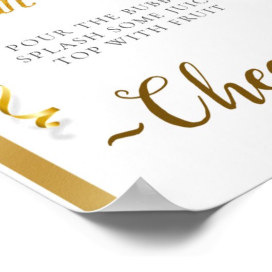 エレガントゴールドディッシュ赤ちゃんシャワーミモザバー標識 ポスター (角)