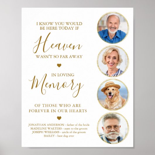 エレガントゴールドフォトコラージュヘブンウェディングメモリアル ポスター (正面)