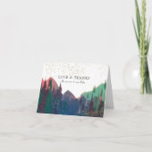 エレガントゴールドマウンテンウェディングフォトサンクスカード サンキューカード (正面)