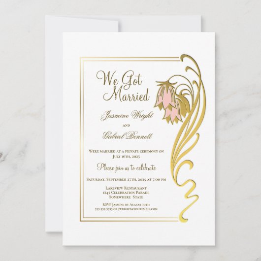 エレガントゴールド結婚式の披露宴 招待状 (正面)