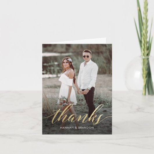 エレガントゴールド スクリプト サンクス サンキューカード (正面)