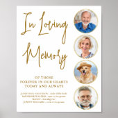 エレガントゴールド ラビング メモリー フォト ウェディング メモリアル ポスター (正面)