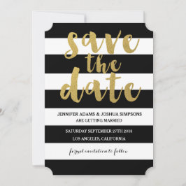 エレガントゴールド | 太いブラックストライプ Save the Date セーブザデート