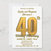エレガントゴールド 40周年 記念すべき 結婚式のお祝い 招待状 (正面)