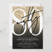 エレガントゴールド 80歳の誕生日 招待状 (正面)