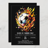 エレガントゴール編集可能サッカー誕生日 招待状 (正面/裏面)