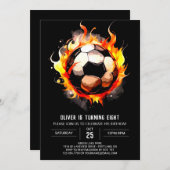 エレガントゴール編集可能サッカー誕生日 招待状 (正面/裏面)