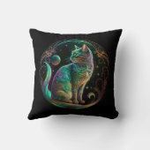 エレガントサイケデリックモダン猫 | クッション (裏面)