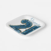 エレガントサファイアブルー&金ゴールド21歳の誕生日 ペーパープレート (傾斜あり)