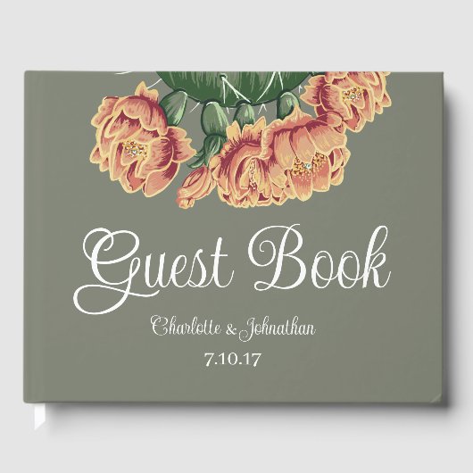エレガントサボテンの花結婚付き ゲストブック (正面)