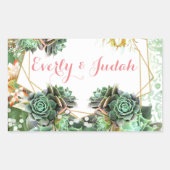 エレガントサボテン多肉質コーラルピ結婚ンク 長方形シール (正面)