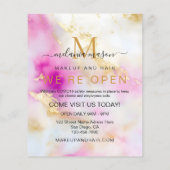 エレガントサロンオープンピンクの金ゴールド水色 チラシ (裏面)