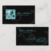 エレガントサロンスパフローラ名刺黒青 名刺 (正面/裏面)