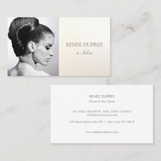 エレガントサロン写真フォトカードの追加 名刺 (正面/裏面)