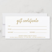 エレガントサロン業務用ブラック金ゴールドギフト証明書 (裏面)