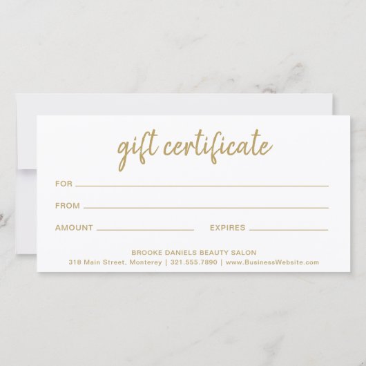 エレガントサロン業務用ブラック金ゴールドギフト証明書 (裏面)