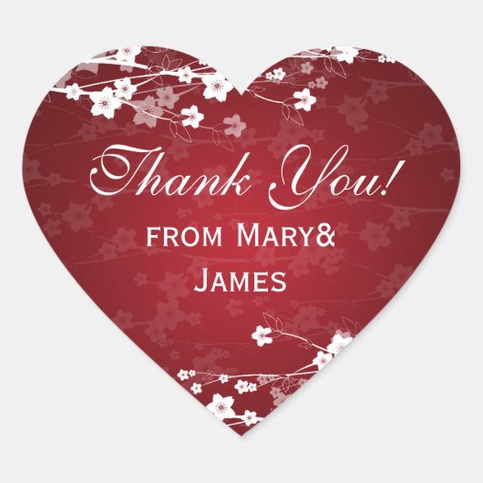 エレガントサンキューさくらんぼブロッサム赤 ハートシール (正面)