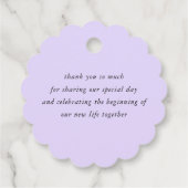 エレガントサンキューパープル結婚式の引き出物ラベル フェイバータグ (裏面)