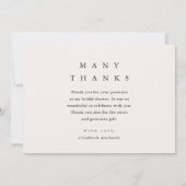 エレガントサンキューブラック&トープブライダルシャワー サンキューカード (裏面)