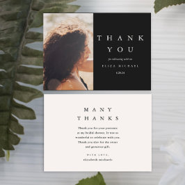 エレガントサンキューブラック&トープブライダルシャワー サンキューカード